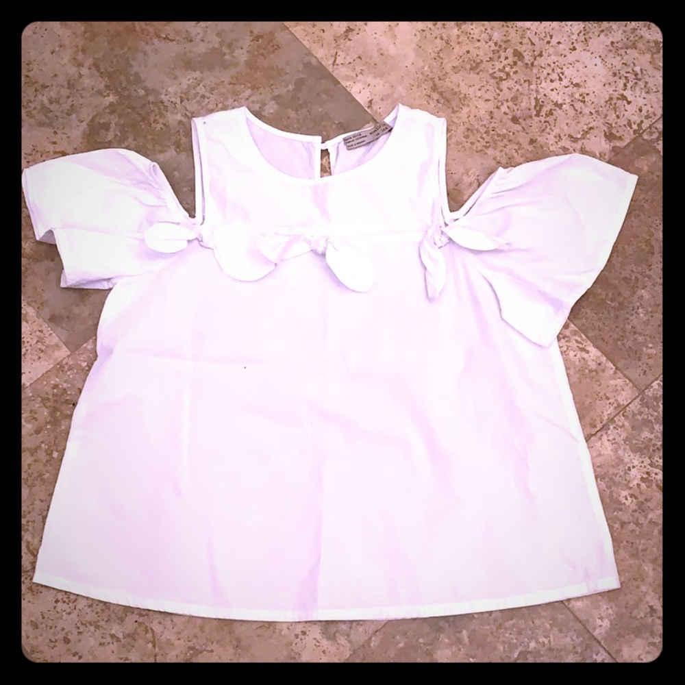 Zara Girls cotton cold shoulder top